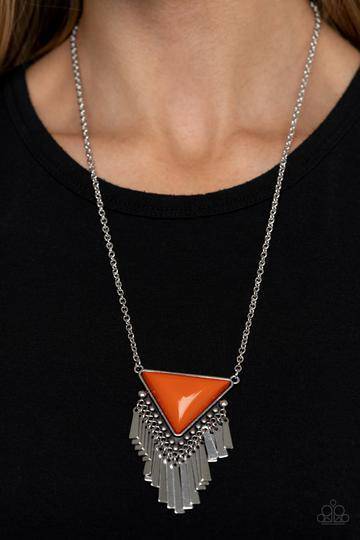 Badlands Bonanza - Orange Amberglow Necklace - Paparazzi Accessories - GlaMarous Titi Jewels