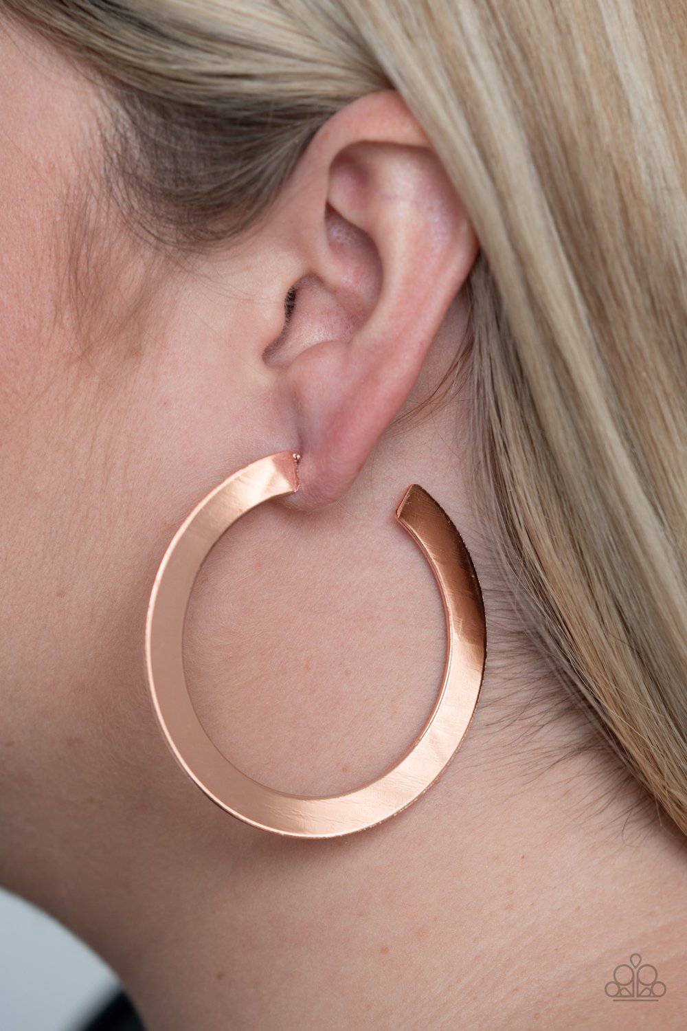 The Inside Track - Copper Hoop Earrings - Paparazzi Accessories - GlaMarous Titi Jewels