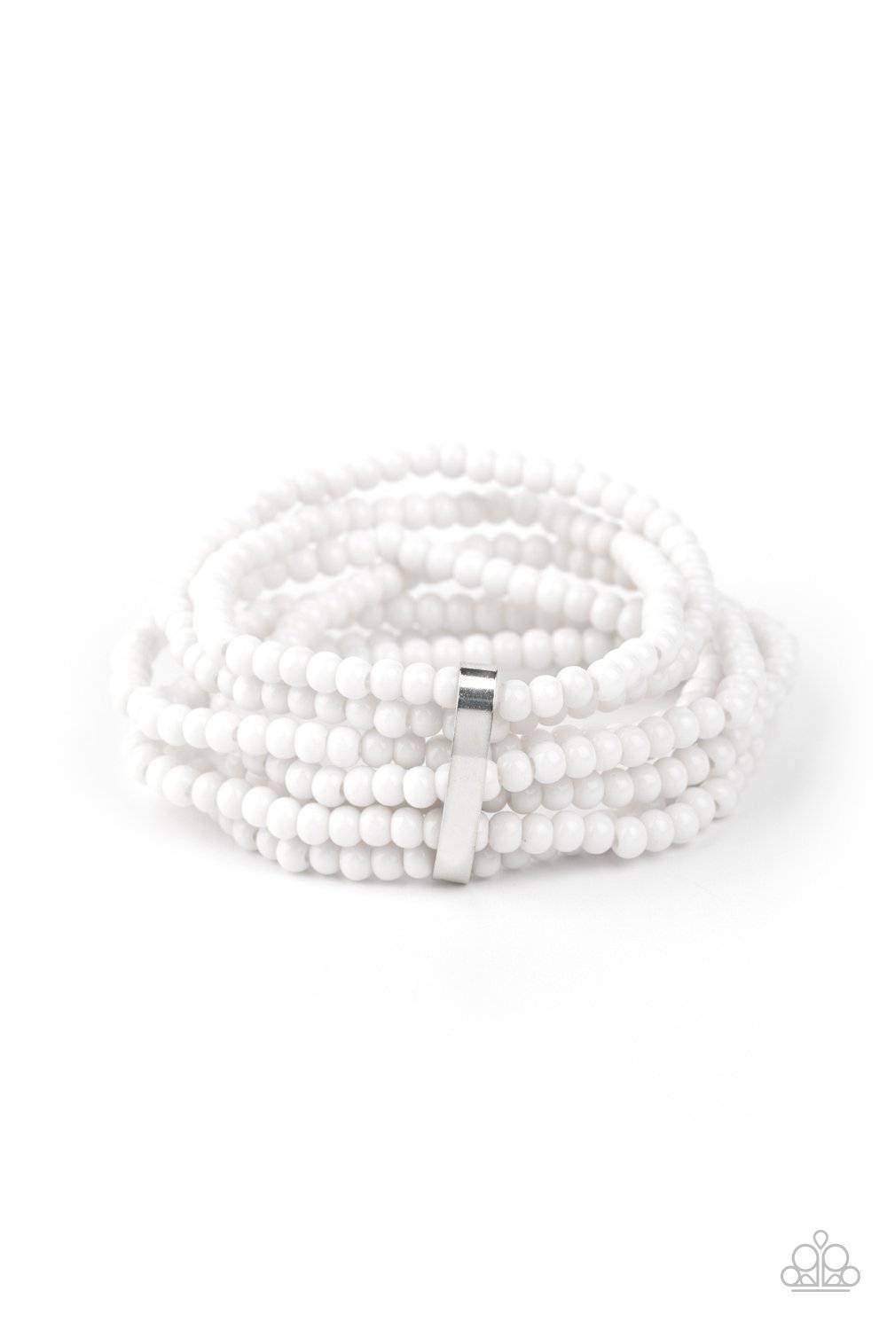 Thank Me LAYER - White Stretchy Bead Bracelet - Paparazzi Accessories - GlaMarous Titi Jewels