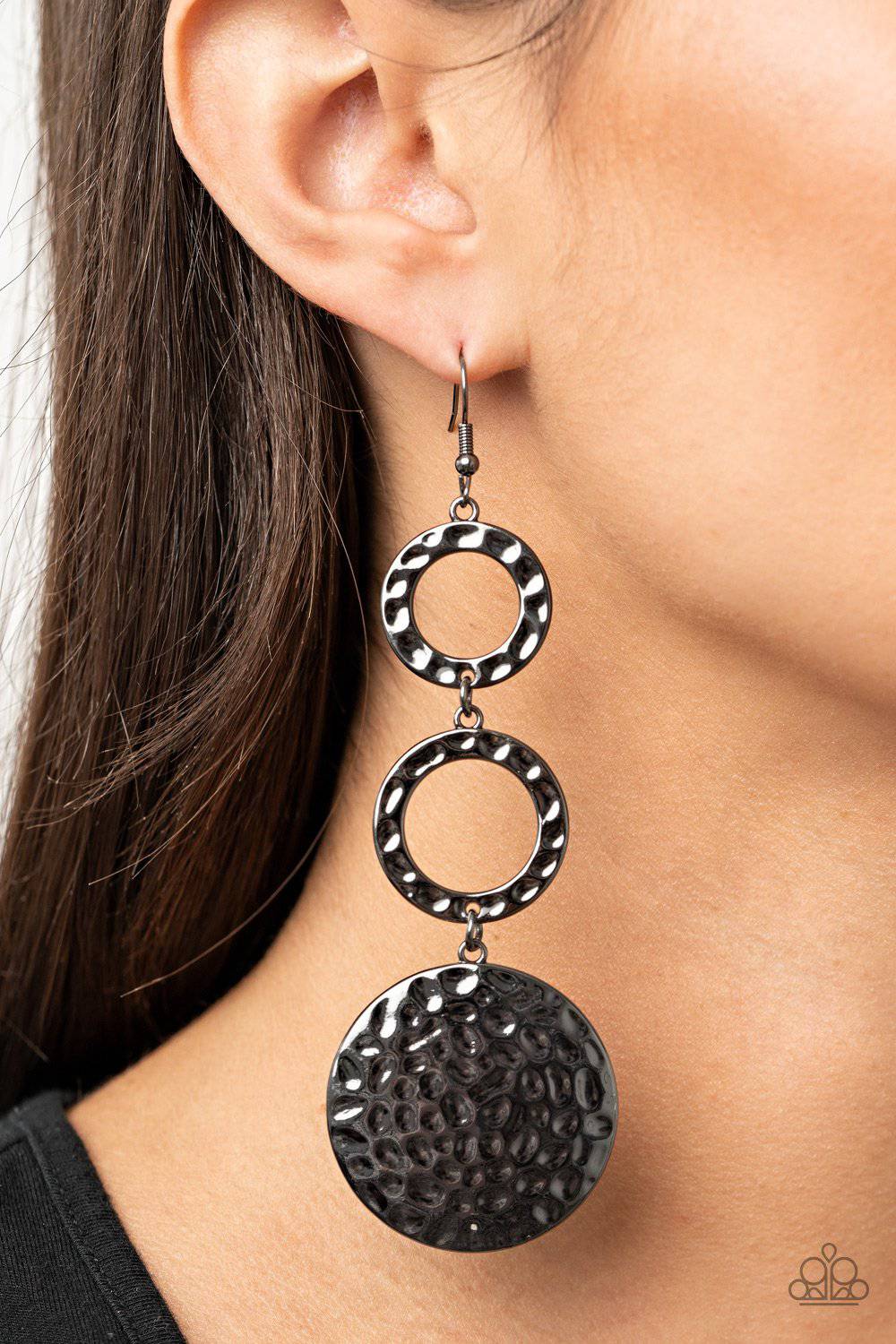 Blooming Baubles - Black Gunmetal Disc Earrings - Paparazzi Accessories - GlaMarous Titi Jewels