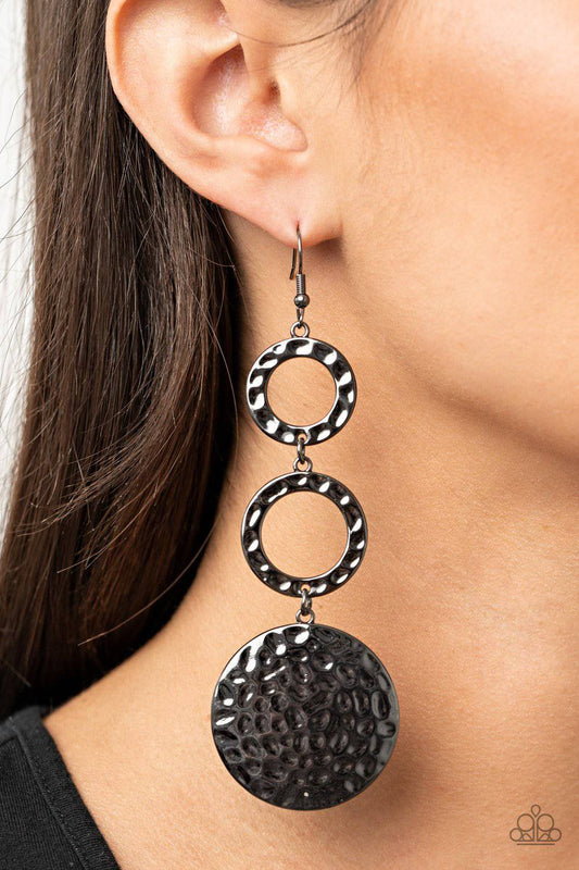 Blooming Baubles - Black Gunmetal Disc Earrings - Paparazzi Accessories - GlaMarous Titi Jewels