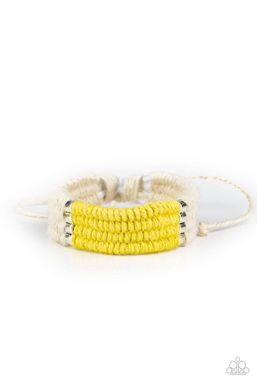 Hot Cross BUNGEE - Yellow Twine-Like Bracelet - Paparazzi Accessories - GlaMarous Titi Jewels