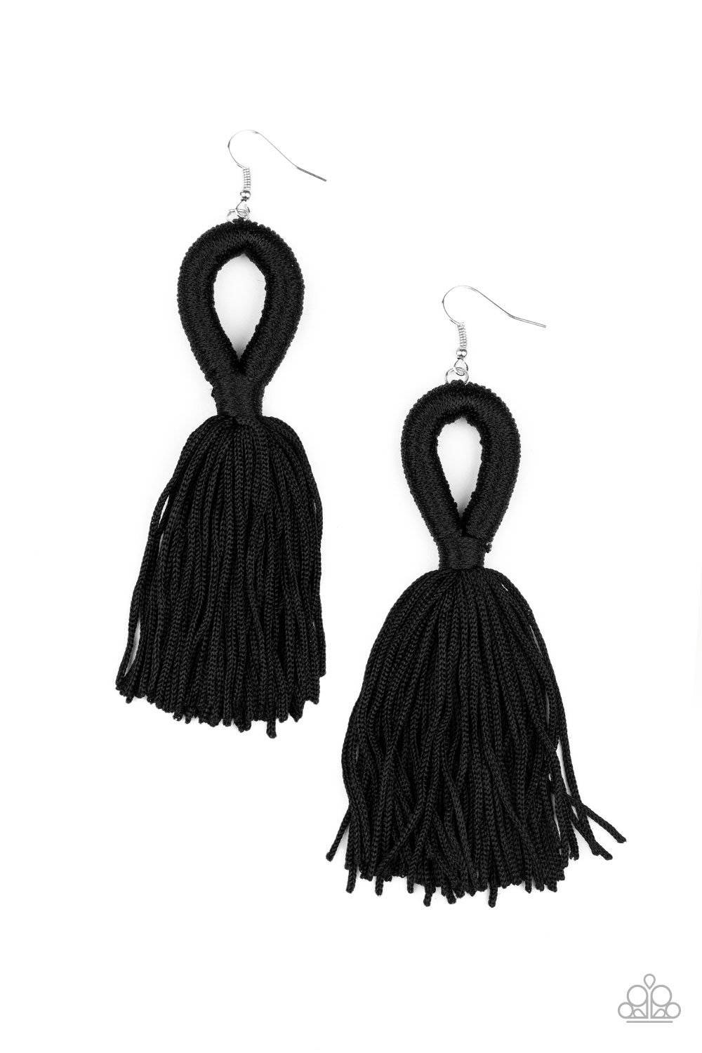 Tassels and Tiaras - Black Tassel Earrings - Paparazzi Accessories - GlaMarous Titi Jewels