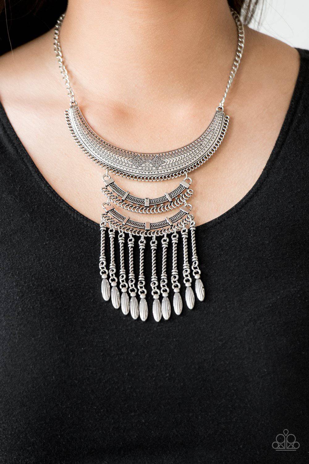 Eastern Empress - Silver Tribal Necklace - Paparazzi Accessories - GlaMarous Titi Jewels