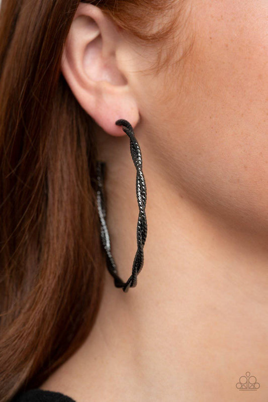 Totally Throttled - Black Gunmetal Hoop Earrings - Paparazzi Accessories - GlaMarous Titi Jewels