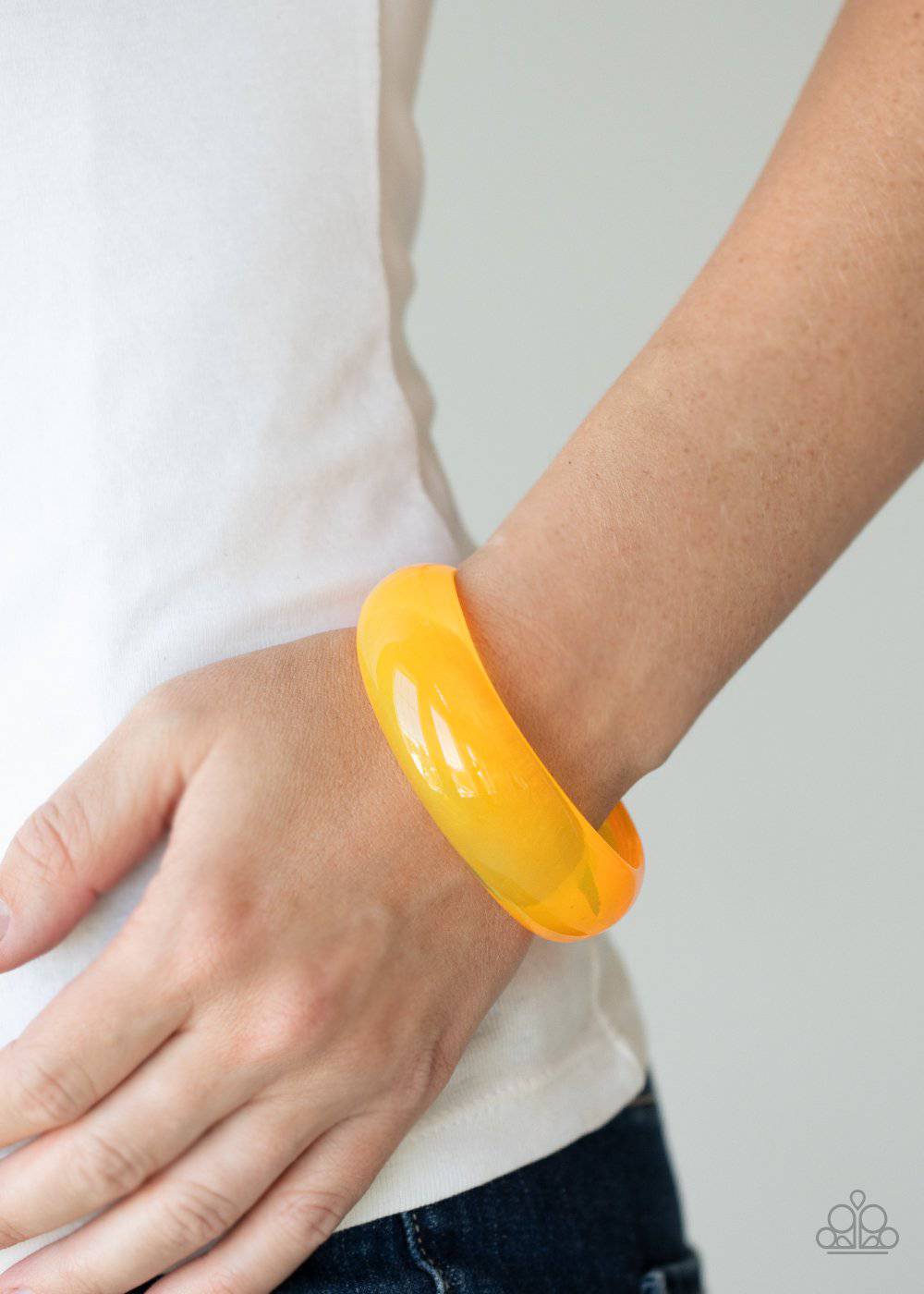 Major Material Girl - Neon Orange Acrylic Bangle Bracelet - Paparazzi Accessories - GlaMarous Titi Jewels