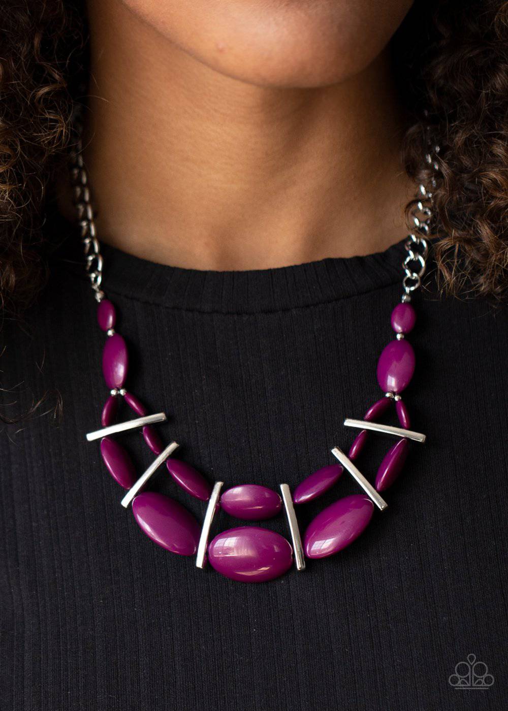 Law of the Jungle - Plum Purple Beads Necklace - Paparazzi Accessories - GlaMarous Titi Jewels