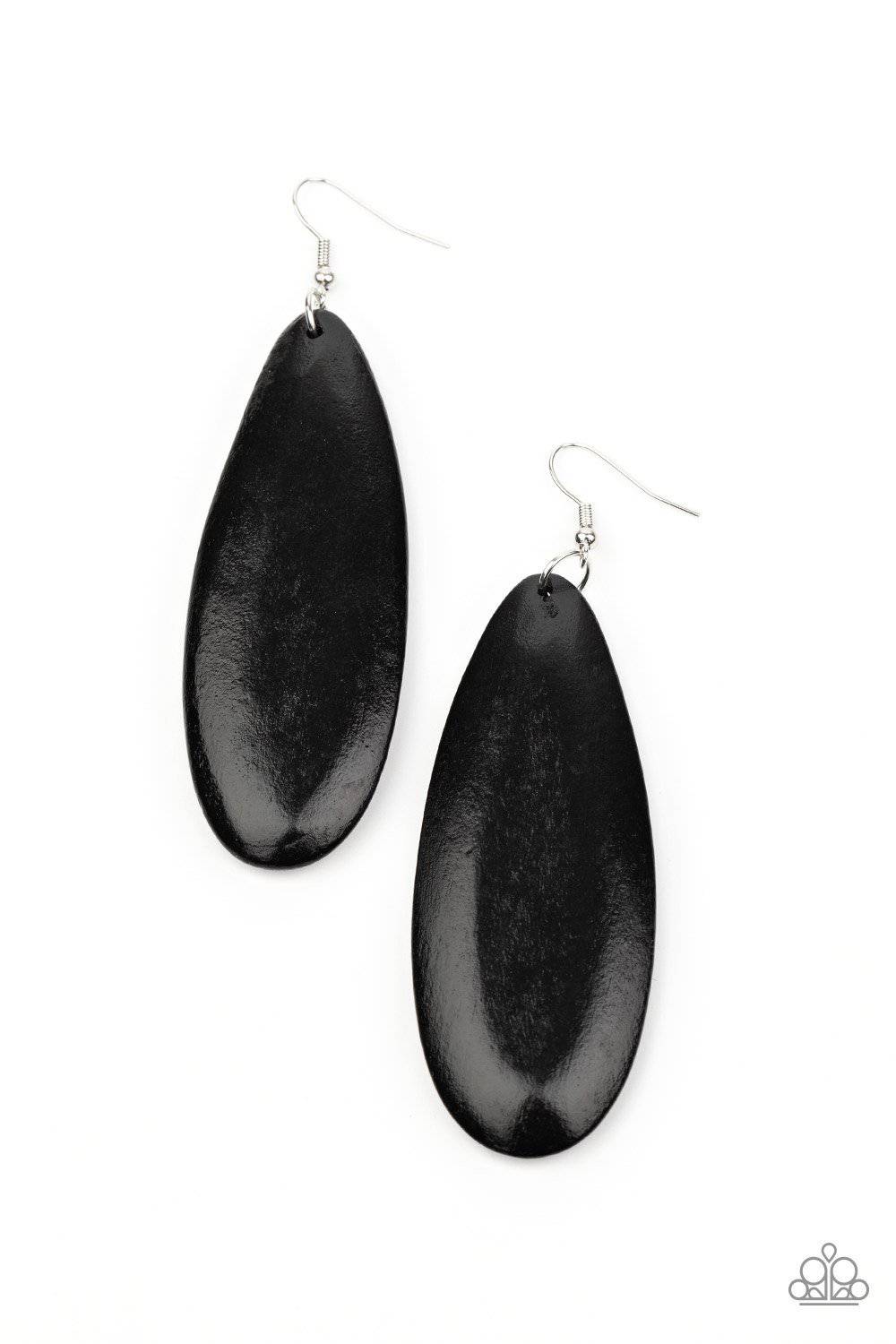 Tropical Ferry - Black Wooden Teardrop Earrings - Paparazzi Accessories - GlaMarous Titi Jewels