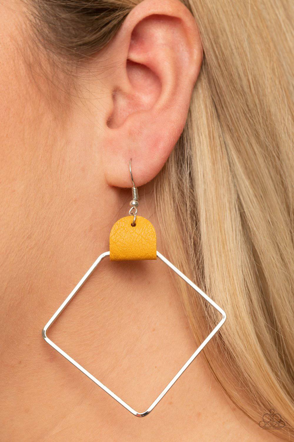 Friends of a LEATHER - Yellow Leather Earrings - Paparazzi Accessories - GlaMarous Titi Jewels