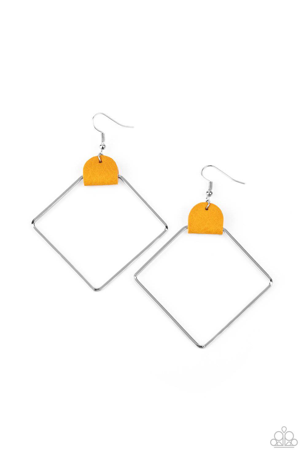 Friends of a LEATHER - Yellow Leather Earrings - Paparazzi Accessories - GlaMarous Titi Jewels