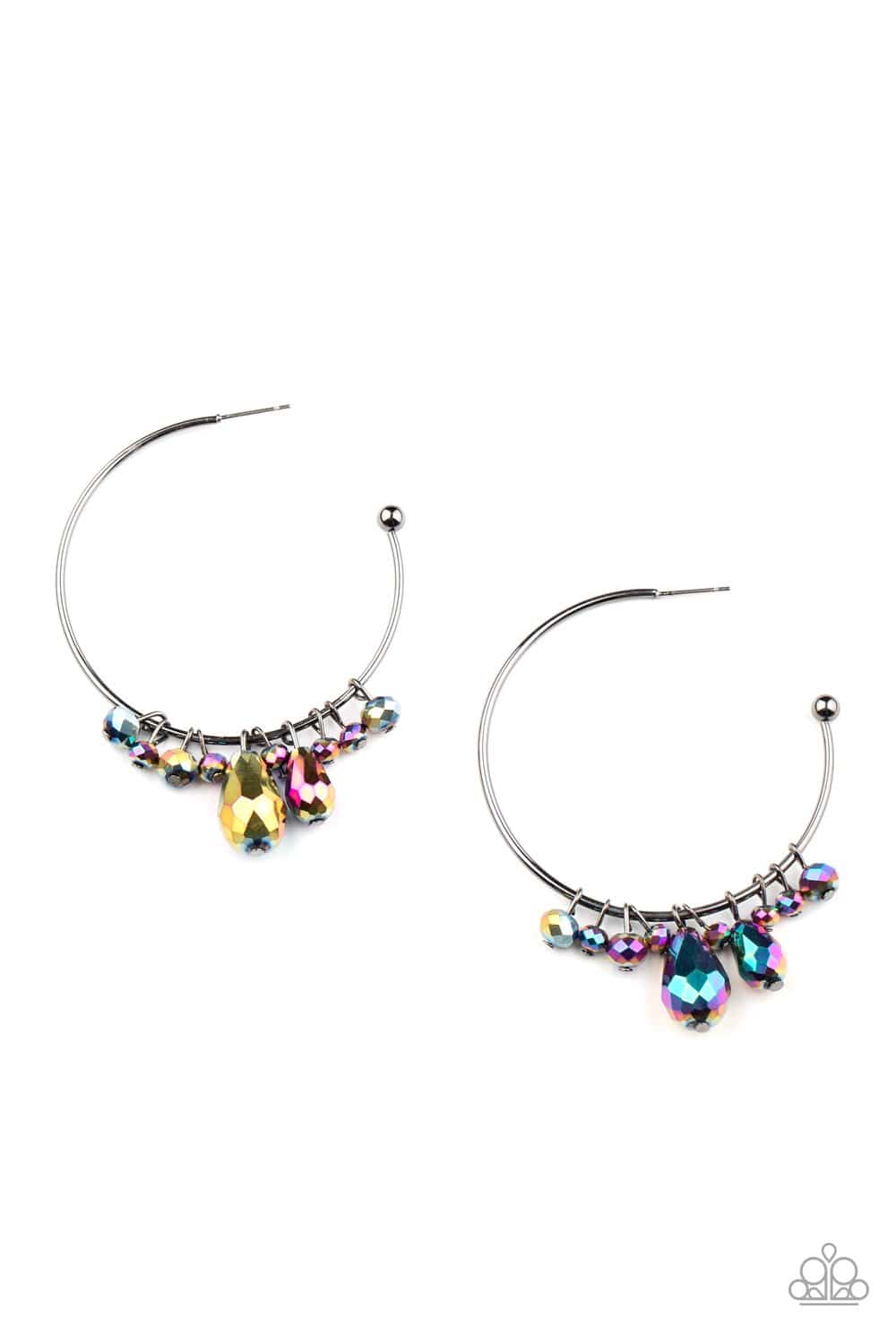 Dazzling Downpour - Oil Spill Teardrop Earrings - Paparazzi Accessories - GlaMarous Titi Jewels