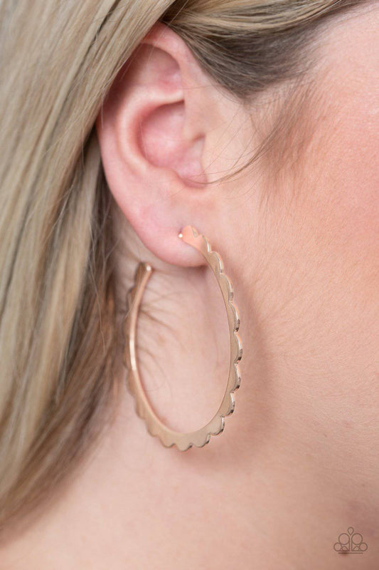 Radiant Ridges - Rose Gold Hoop Earrings - Paparazzi Accessories - GlaMarous Titi Jewels