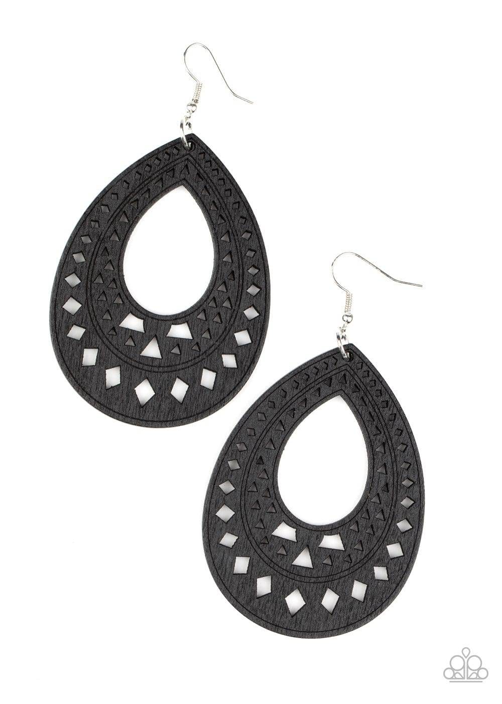 Belize Beauty - Black Wooden Teardrop Earrings - Paparazzi Accessories - GlaMarous Titi Jewels