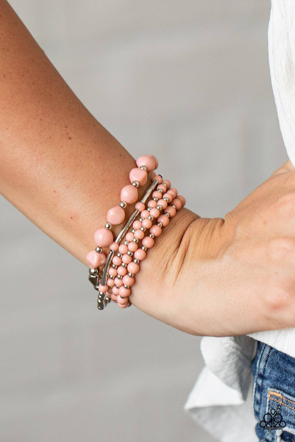 Vibrantly Vintage - Pink Stretchy Bracelet - Paparazzi Accessories - GlaMarous Titi Jewels