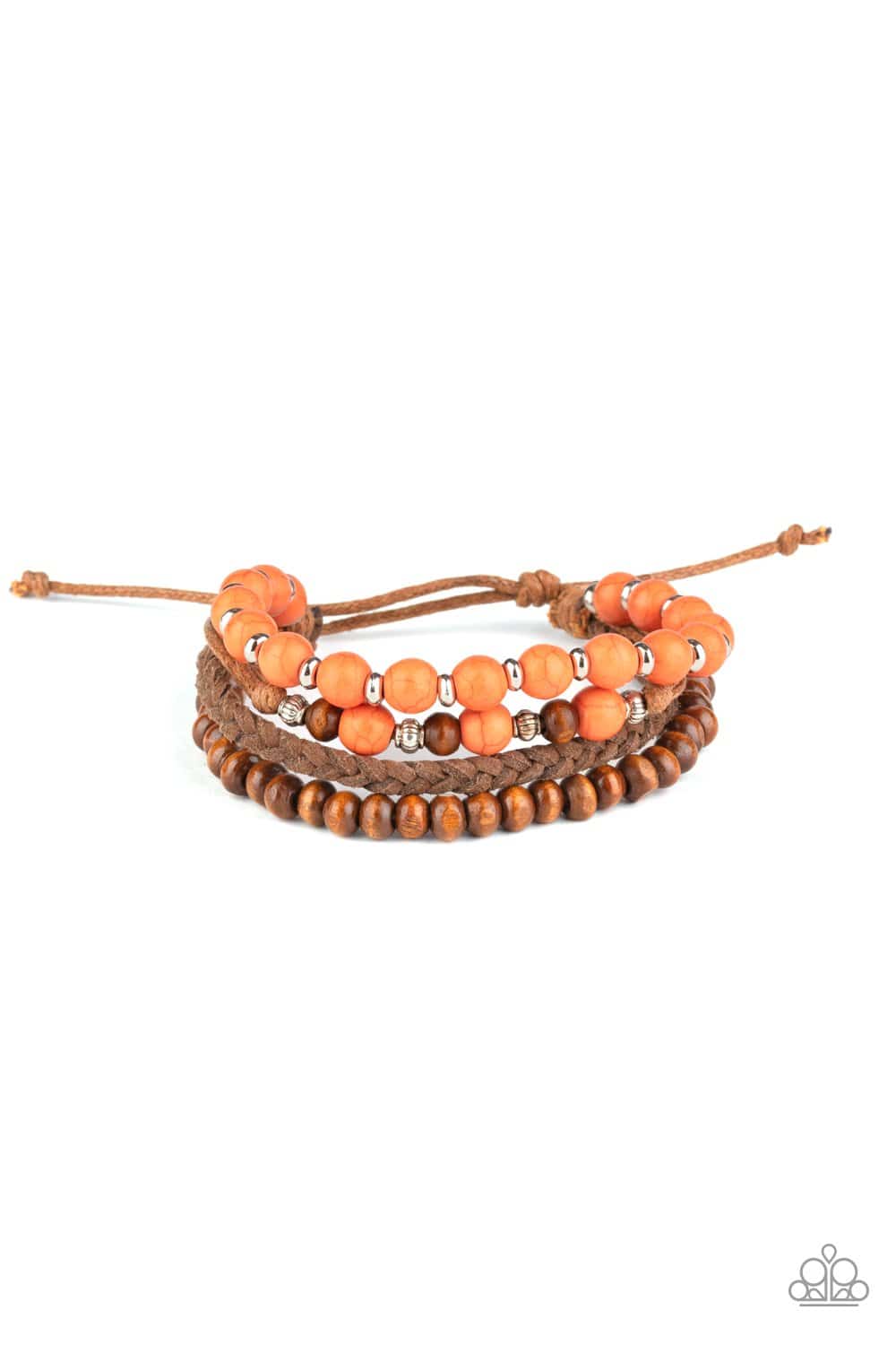 Renewable Energy - Orange Stone and Wooden Beads Bracelet - Paparazzi - GlaMarous Titi Jewels