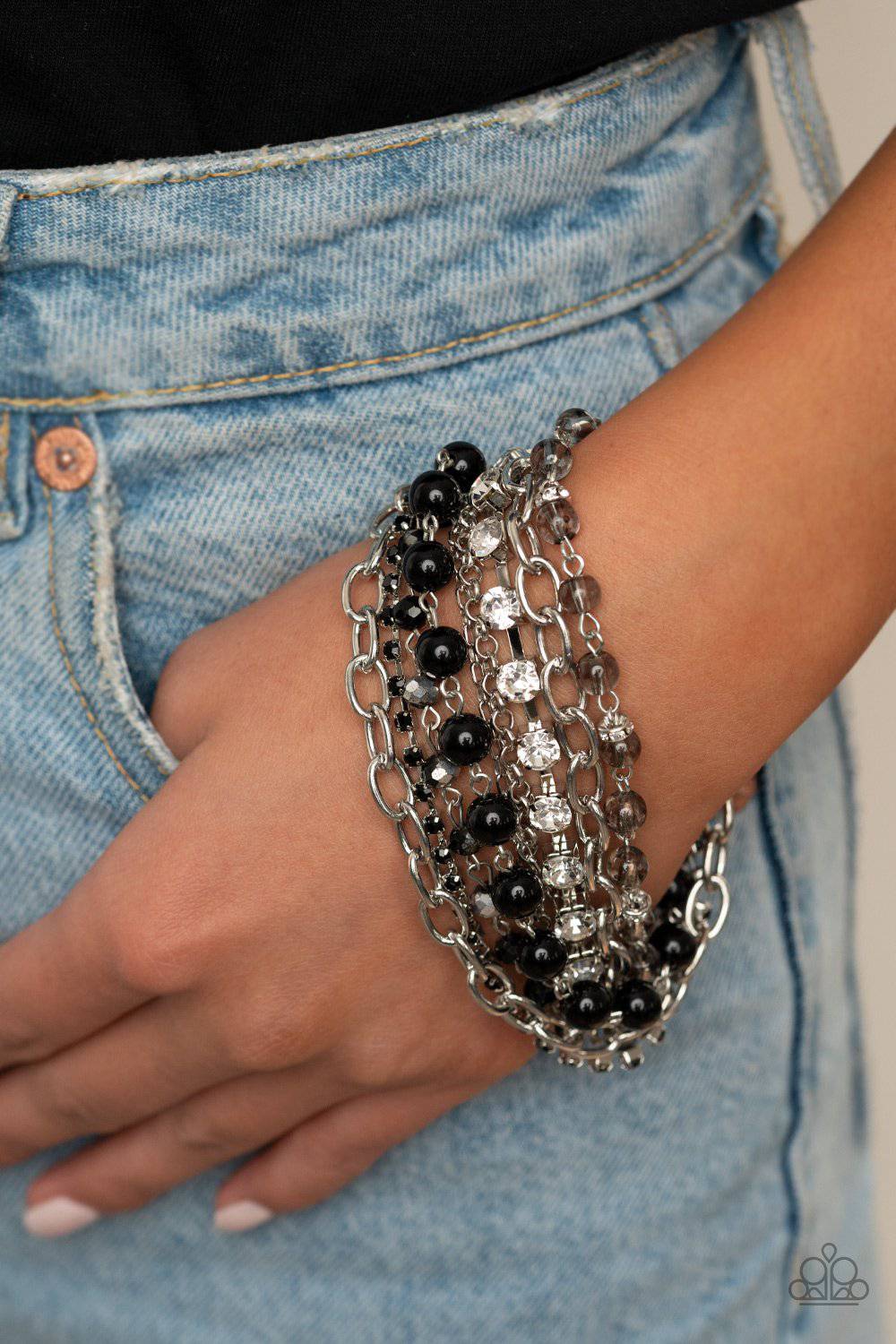 Heiress Hustle - Black Rhinestone Chains Bracelet - Paparazzi Accessories - GlaMarous Titi Jewels