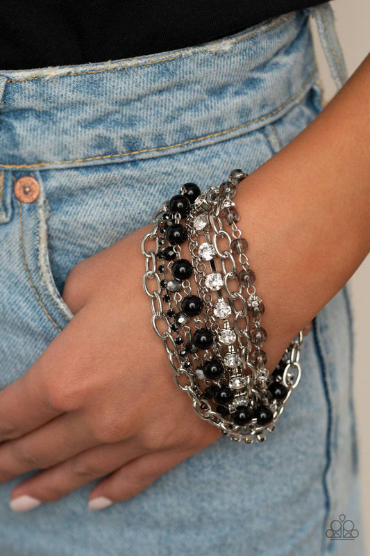 Heiress Hustle - Black Rhinestone Chains Bracelet - Paparazzi Accessories - GlaMarous Titi Jewels