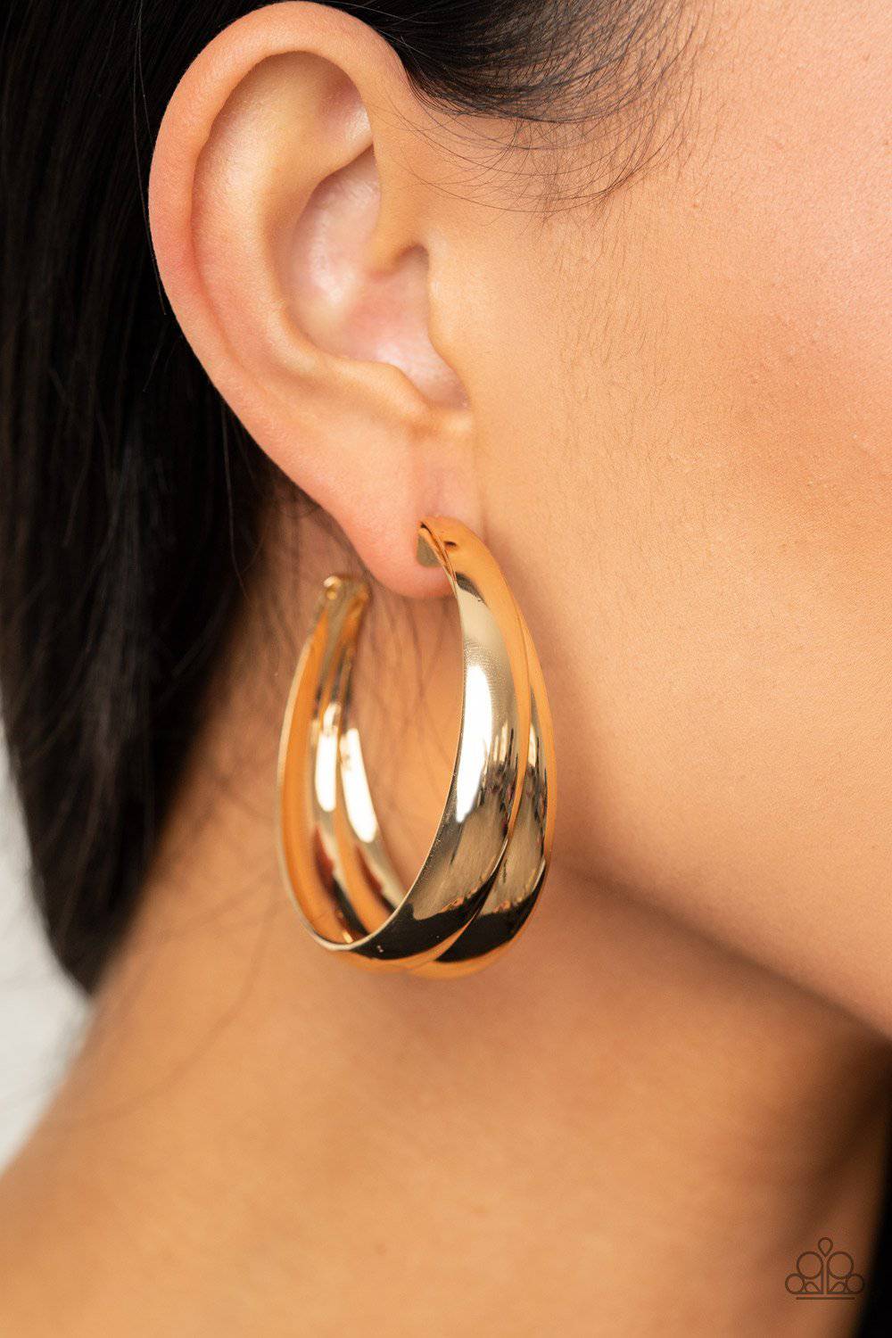 Colossal Curves - Gold Oversized Hoop Earrings - Paparazzi Accessories - GlaMarous Titi Jewels