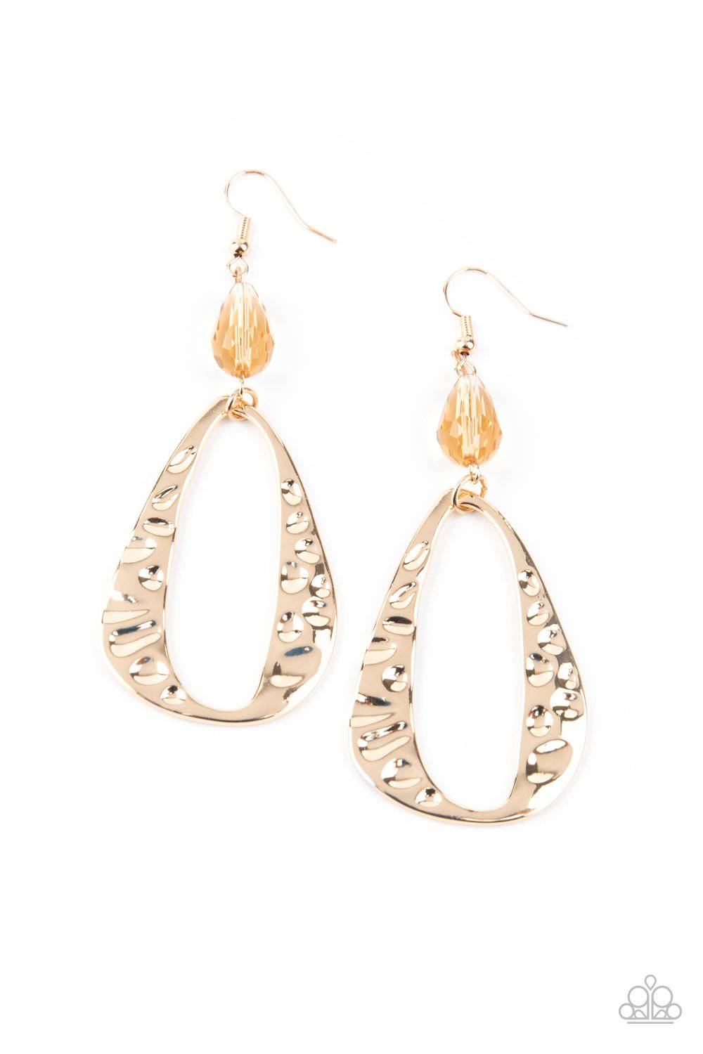 Enhanced Elegance - Gold Teardrop Earrings - Paparazzi Accessories - GlaMarous Titi Jewels