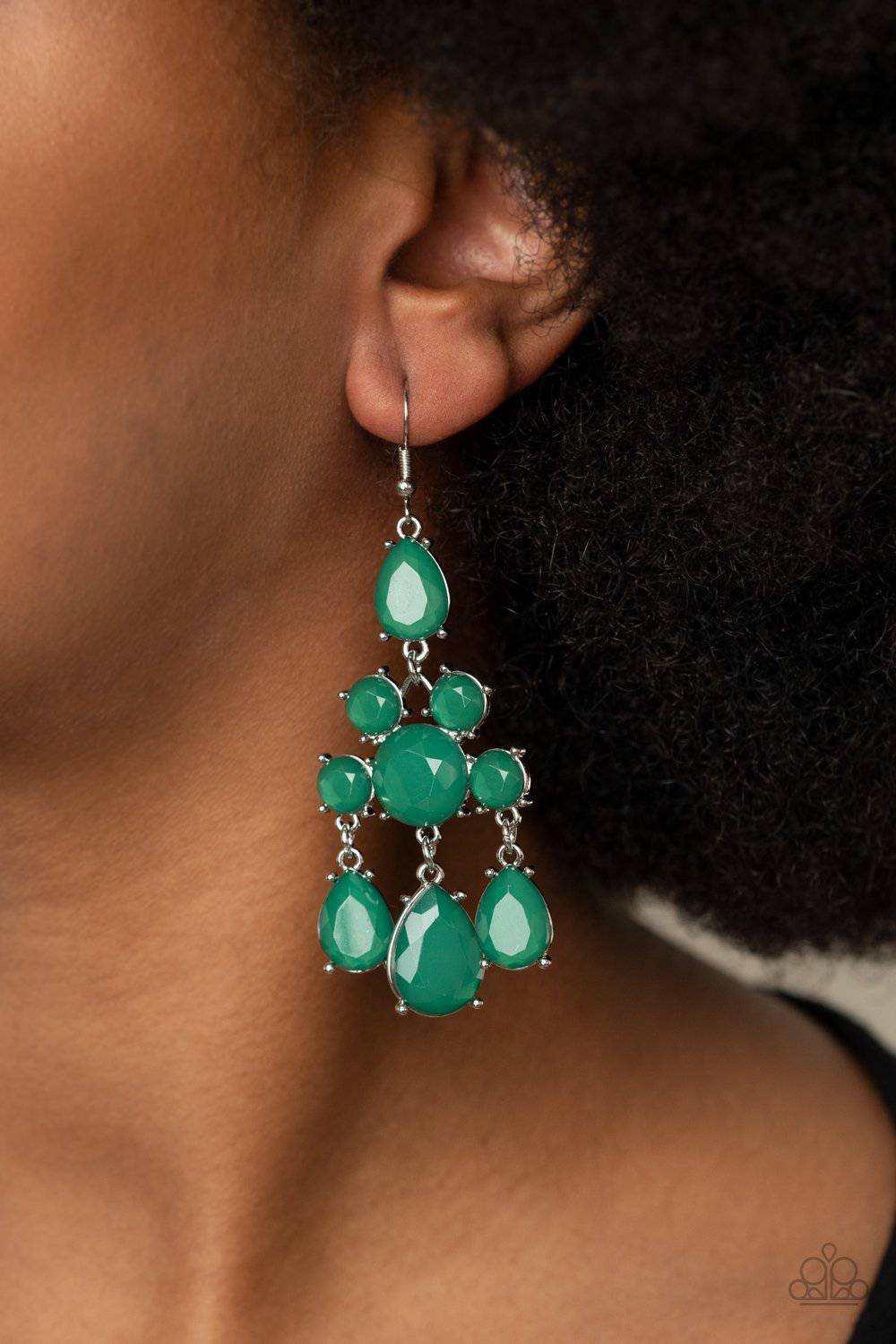 Afterglow Glamour - Green Chandelier Earrings - Paparazzi Accessories - GlaMarous Titi Jewels