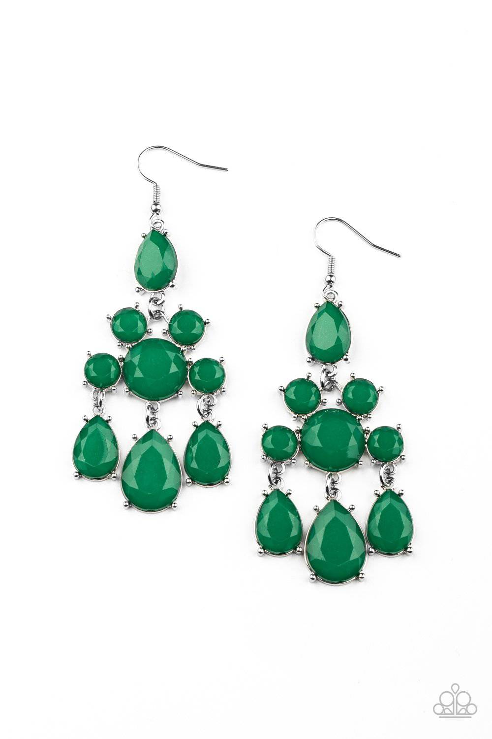 Afterglow Glamour - Green Chandelier Earrings - Paparazzi Accessories - GlaMarous Titi Jewels