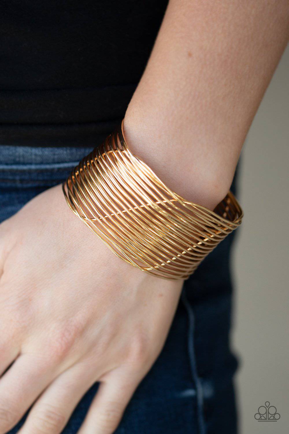 Retro Revamp - Gold Wire Cuff Bracelet - Paparazzi Accessories - GlaMarous Titi Jewels