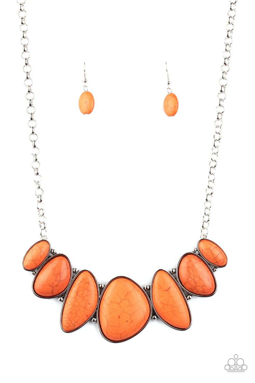 Primitive - Orange Stone Necklace - Paparazzi Accessories - GlaMarous Titi Jewels