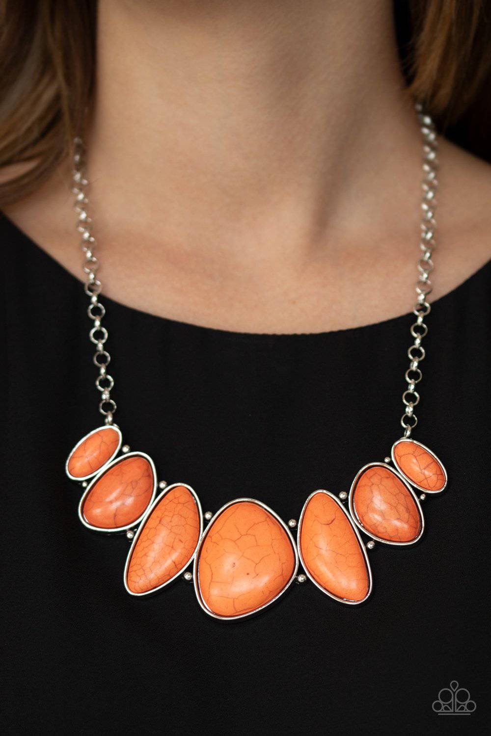 Primitive - Orange Stone Necklace - Paparazzi Accessories - GlaMarous Titi Jewels