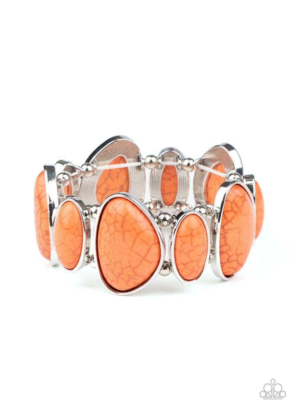 Feel At HOMESTEAD - Orange Stone Stretchy Bracelet - Paparazzi Accessories - GlaMarous Titi Jewels