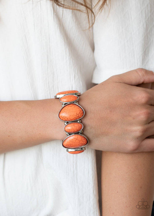 Feel At HOMESTEAD - Orange Stone Stretchy Bracelet - Paparazzi Accessories - GlaMarous Titi Jewels