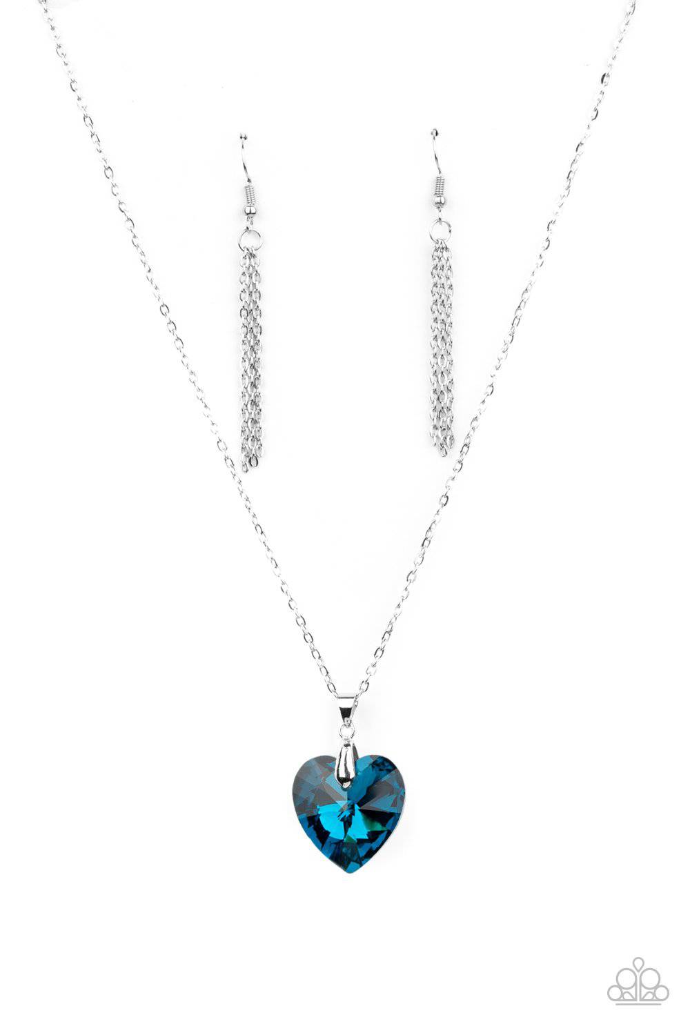 Love Hurts - Blue Gem Heart Necklace - Paparazzi Accessories - GlaMarous Titi Jewels