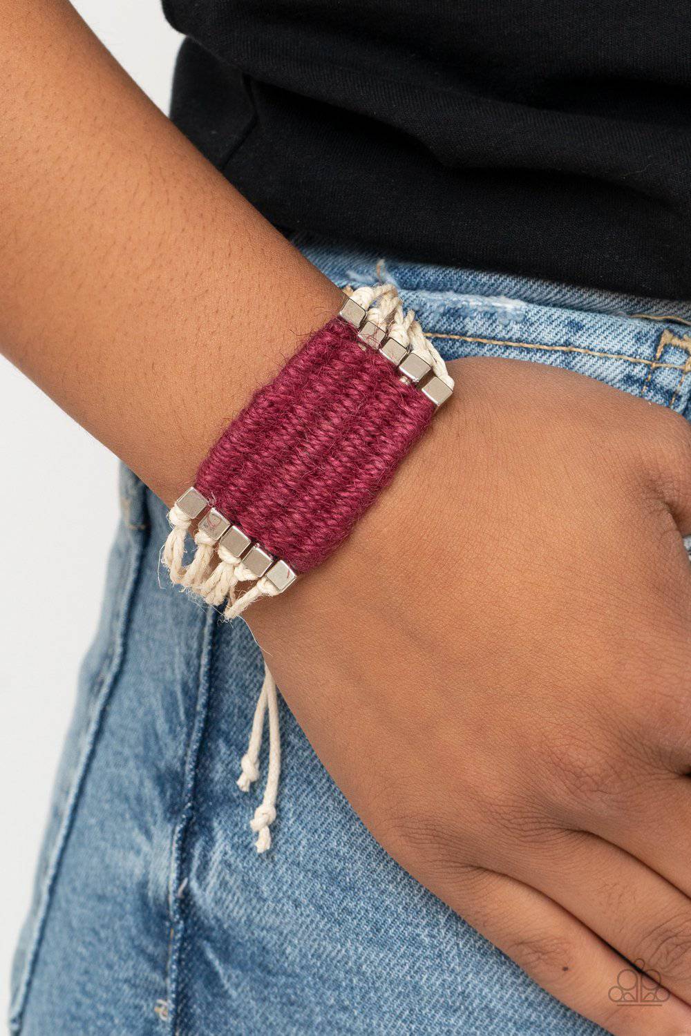Beachology - Red Twine-like Bracelet - Paparazzi Accessories - GlaMarous Titi Jewels
