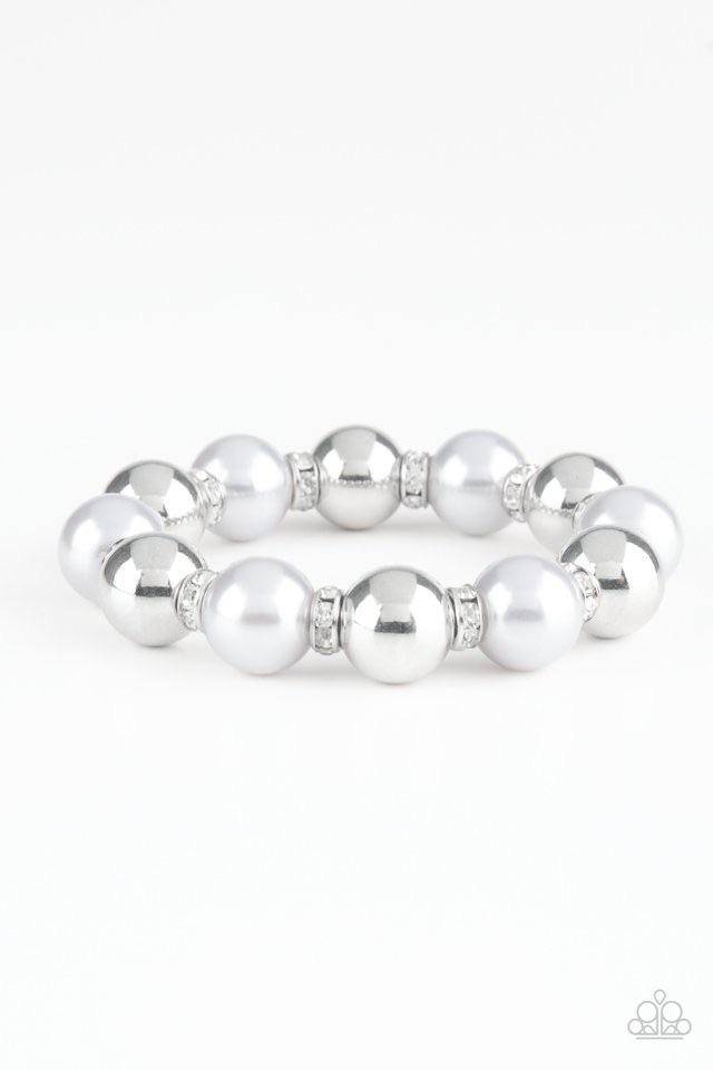 So Not Sorry - Silver and Rhinestone Stretchy Bracelet - Paparazzi Accessories - GlaMarous Titi Jewels