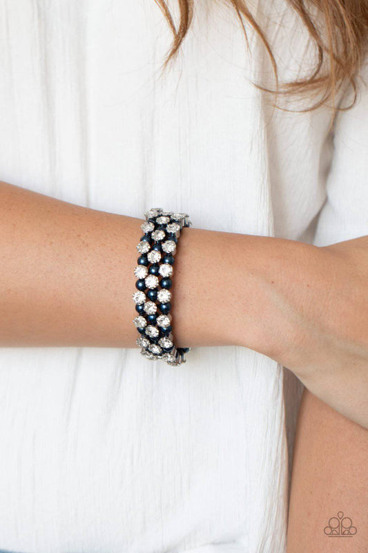 Metro Motif - Blue and Rhinestone Infinity Bracelet - Paparazzi Accessories - GlaMarous Titi Jewels