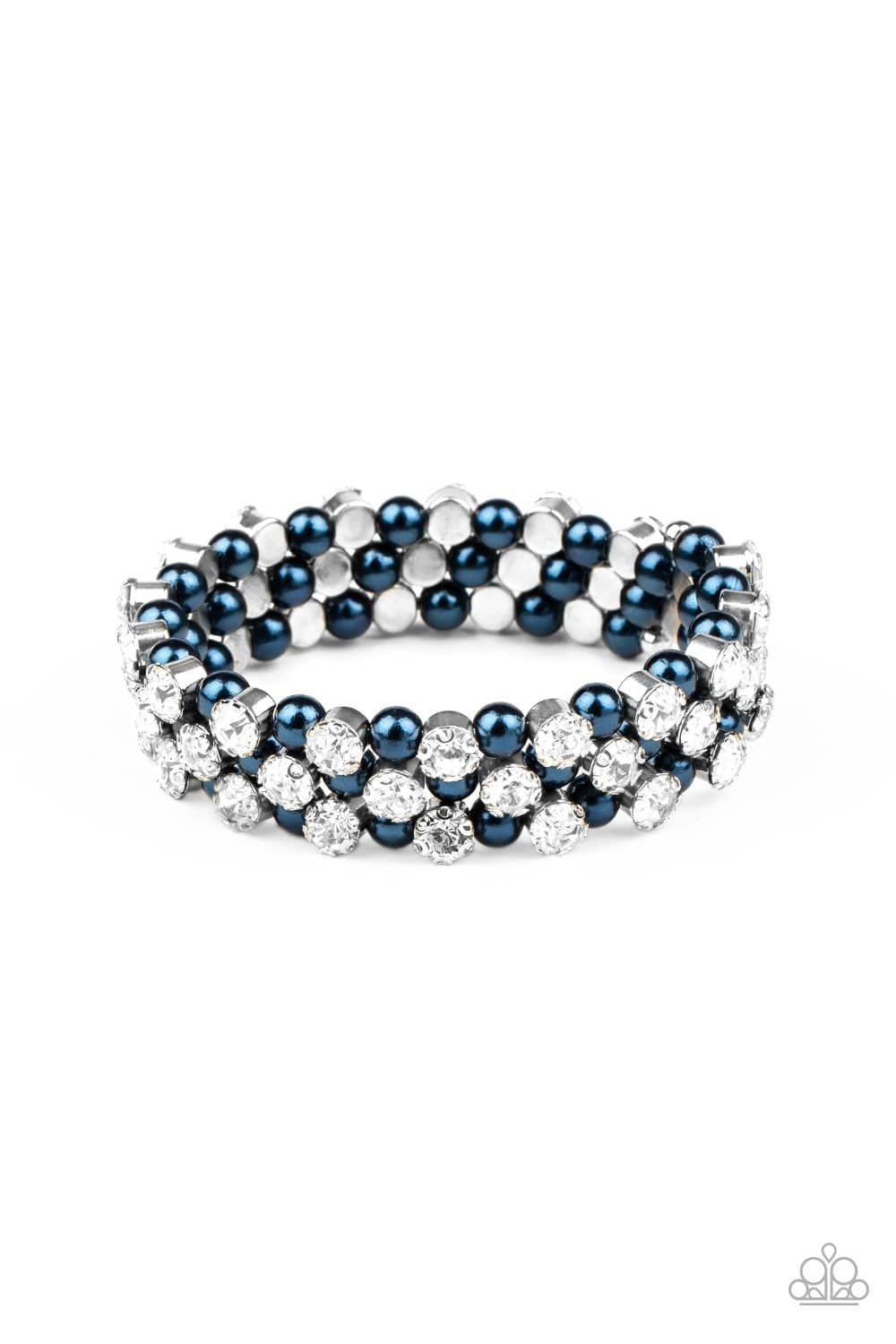 Metro Motif - Blue and Rhinestone Infinity Bracelet - Paparazzi Accessories - GlaMarous Titi Jewels