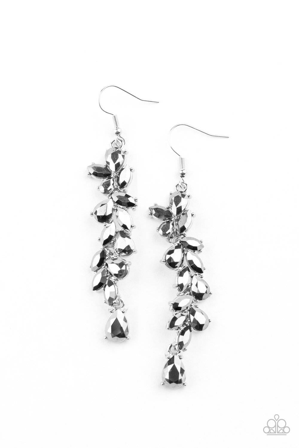 Unlimited Luster - Silver Hematite Rhinestone Earrings - Paparazzi Accessories - GlaMarous Titi Jewels