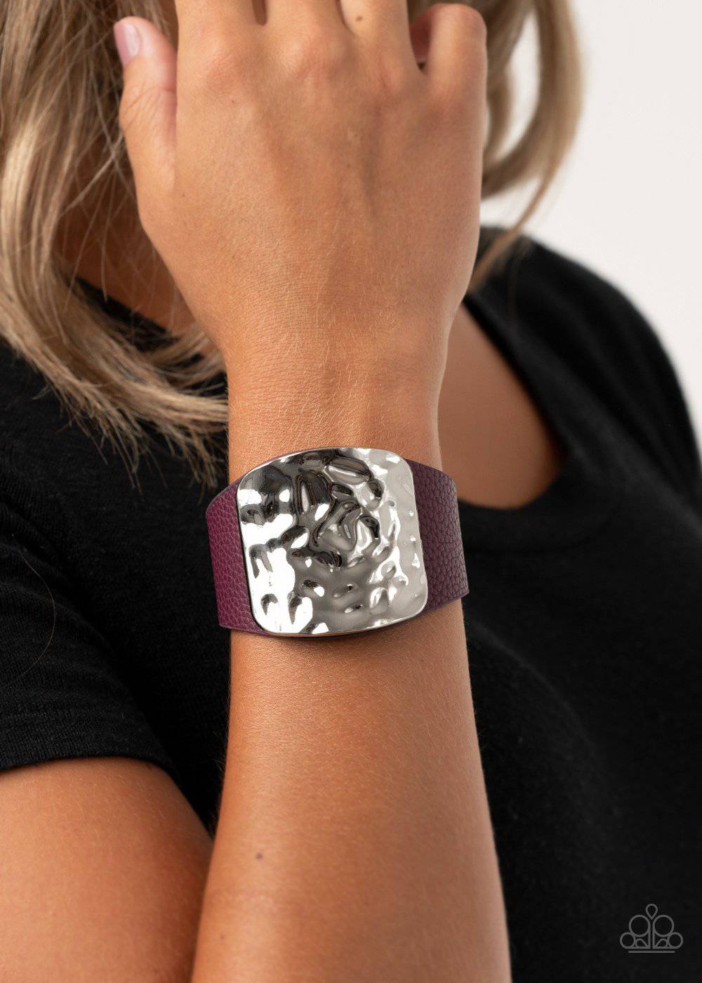 Brighten Up - Purple Leather Snap Bracelet - Paparazzi Accessories - GlaMarous Titi Jewels