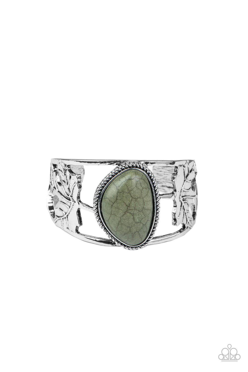 Sahara Seasons - Military Green Stone Cuff Bracelet - Paparazzi Accessories - GlaMarous Titi Jewels