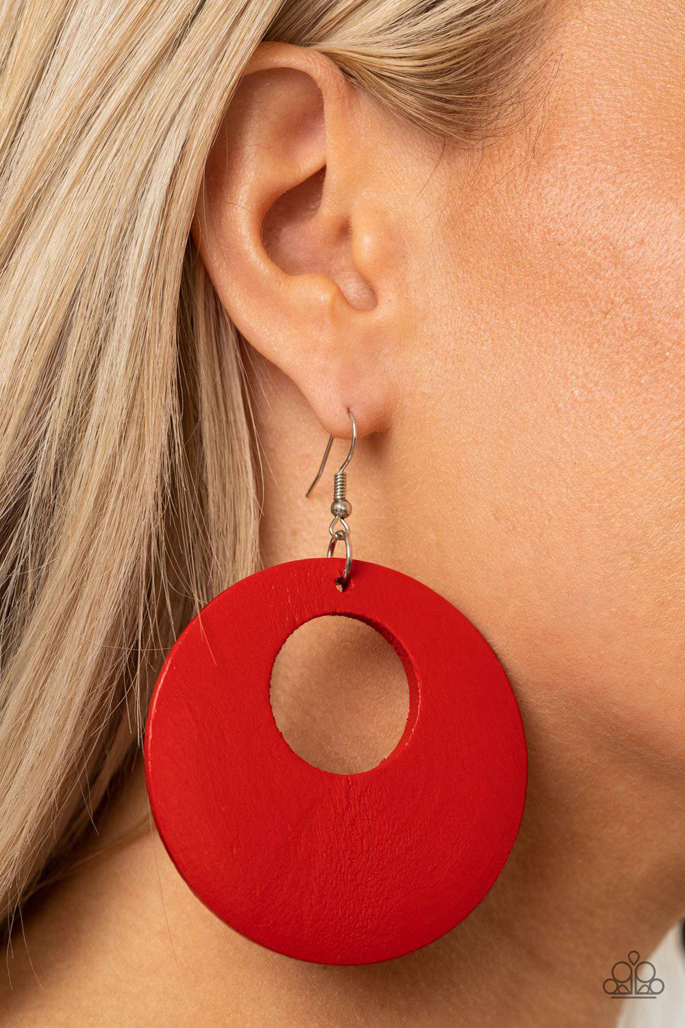 Island Hop - Red Wooden Earrings - Paparazzi Accessories - GlaMarous Titi Jewels