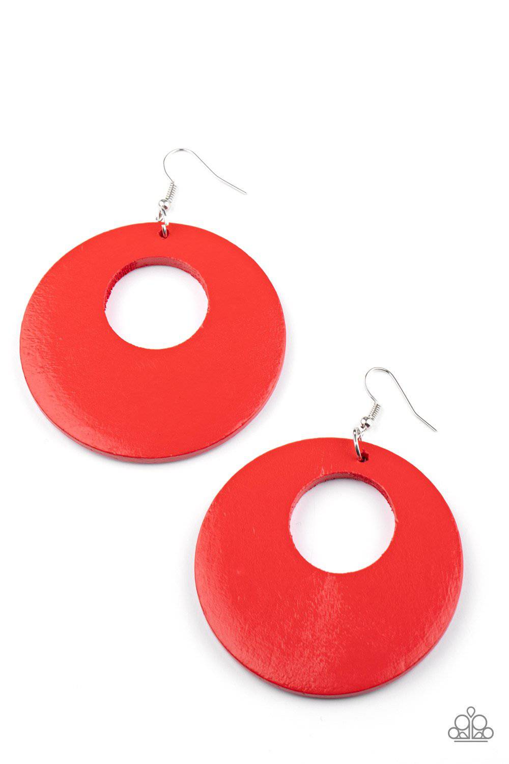 Island Hop - Red Wooden Earrings - Paparazzi Accessories - GlaMarous Titi Jewels