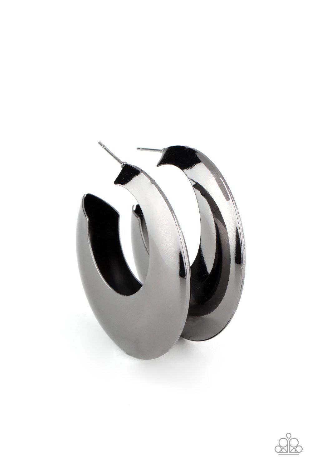 Chic CRESCENTO - Black Gunmetal Hoop Earrings - Paparazzi Accessories - GlaMarous Titi Jewels