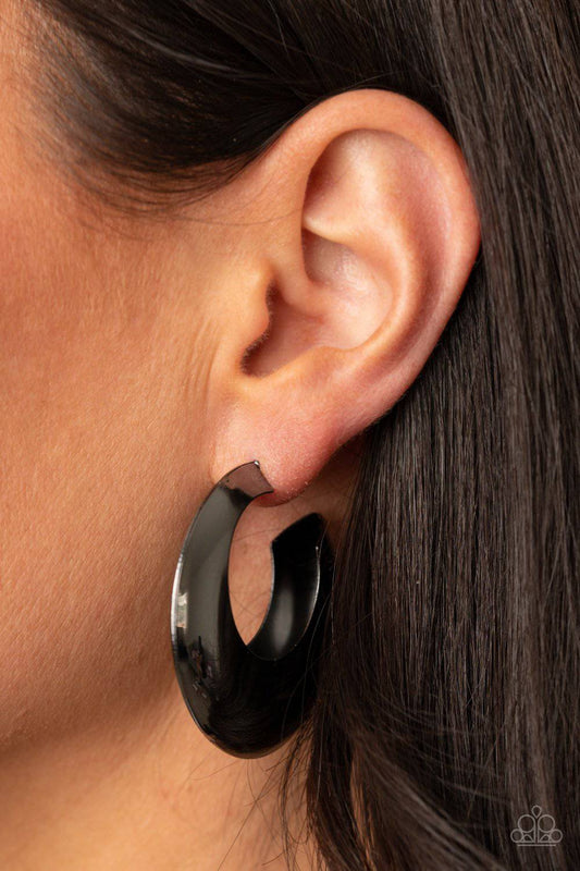 Chic CRESCENTO - Black Gunmetal Hoop Earrings - Paparazzi Accessories - GlaMarous Titi Jewels