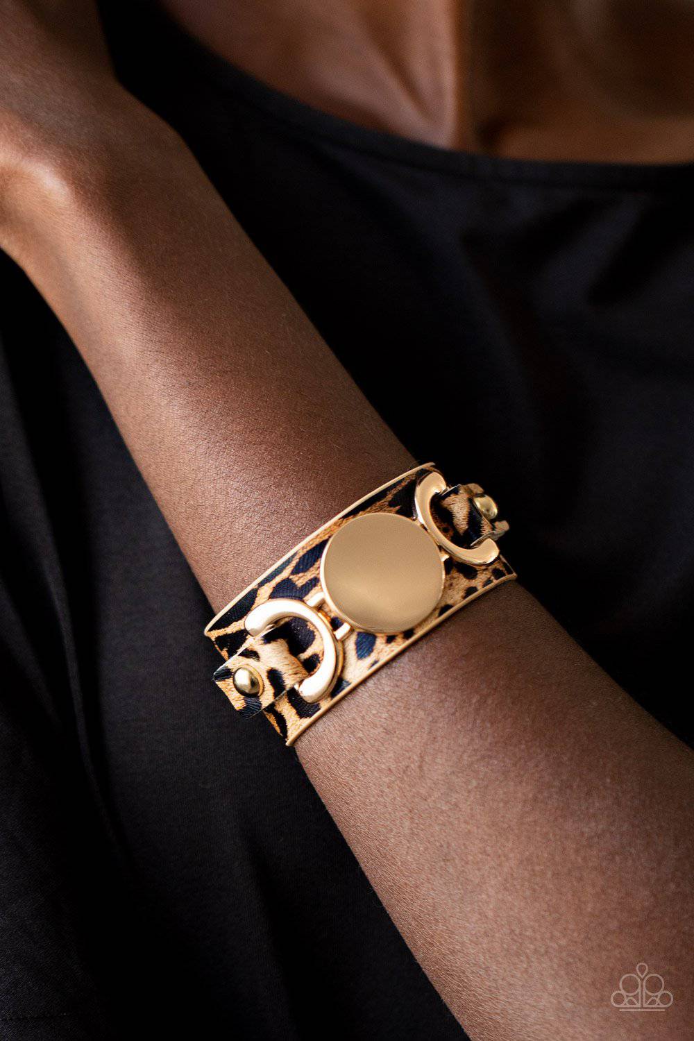 Your Claws are Showing - Gold Cheetah Print Bracelet - Paparazzi Accessories - GlaMarous Titi Jewels