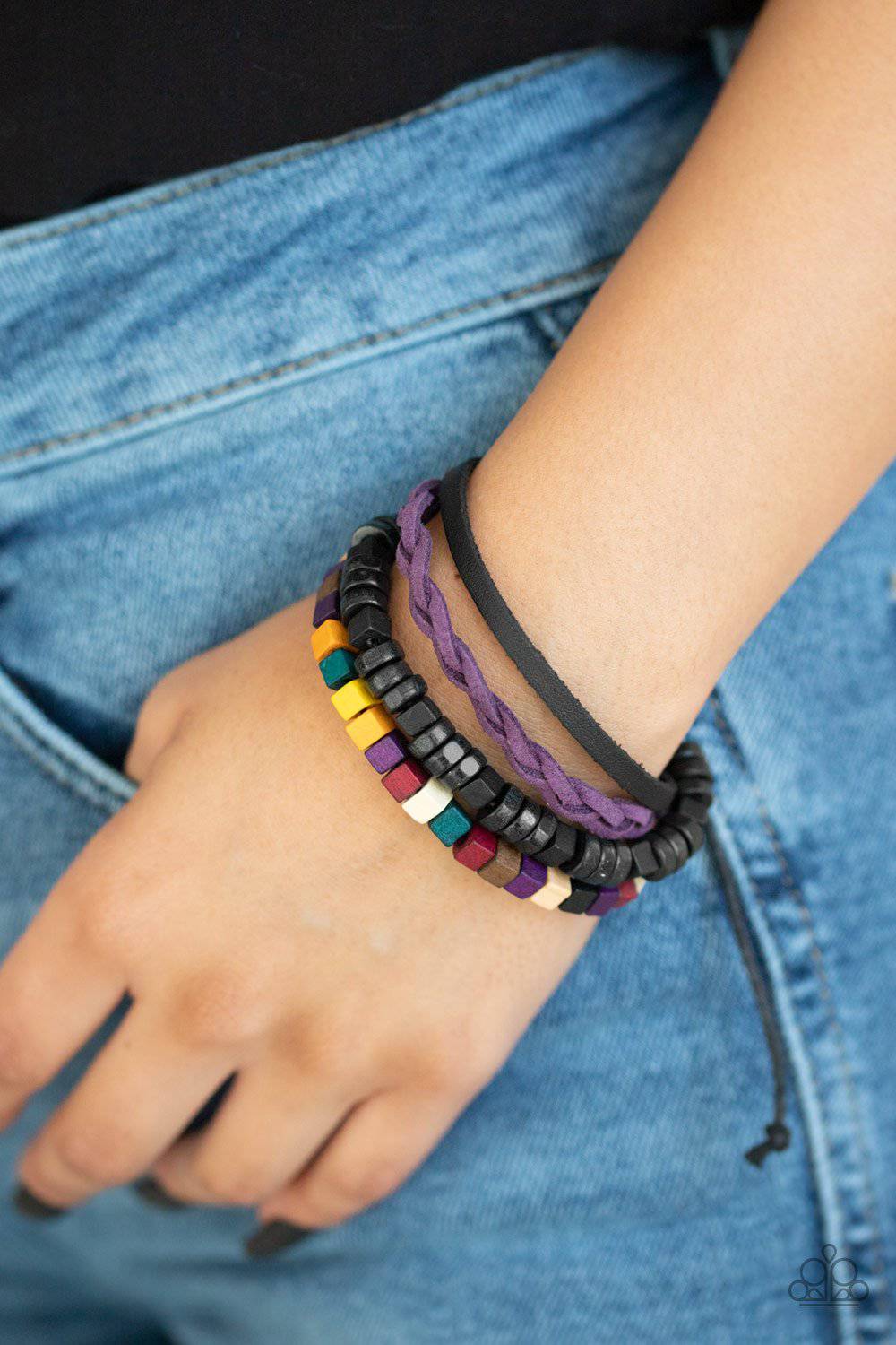 Technicolor Timberland - Multi Wooden Bead Bracelet - Paparazzi Accessories - GlaMarous Titi Jewels