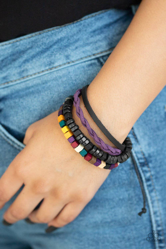 Technicolor Timberland - Multi Wooden Bead Bracelet - Paparazzi Accessories - GlaMarous Titi Jewels
