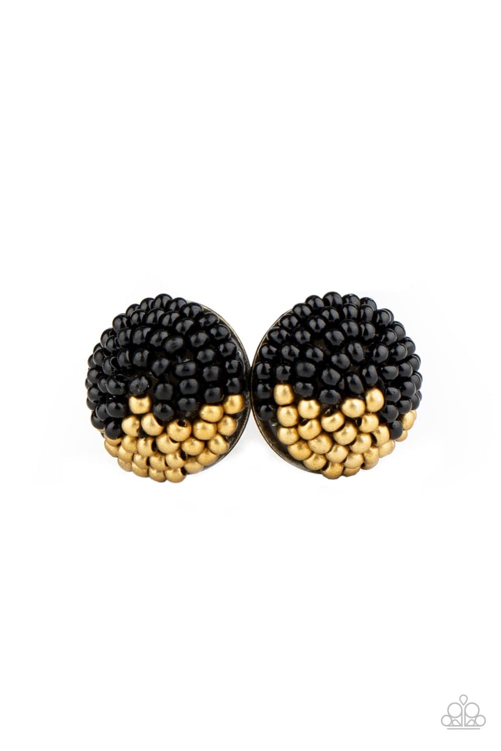 As Happy As Can BEAD - Black and Brassy Seed Bead Earrings - Paparazzi Accessories - GlaMarous Titi Jewels