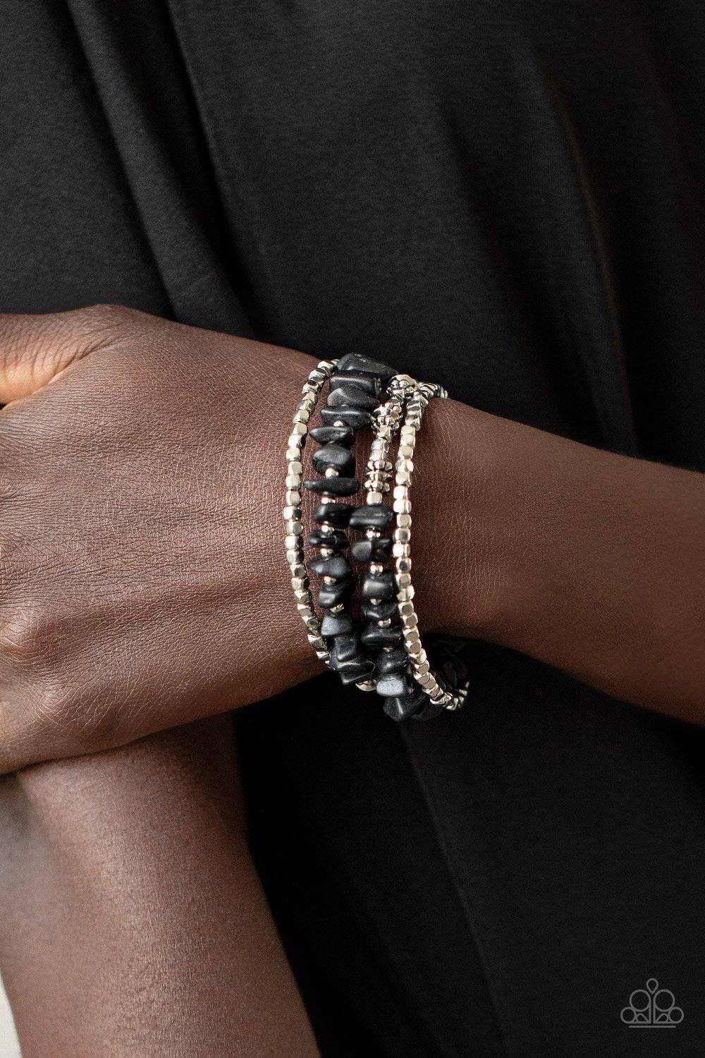 Rockin Renegade - Black Stone Beads Infinity Bracelet - Paparazzi Accessories - GlaMarous Titi Jewels