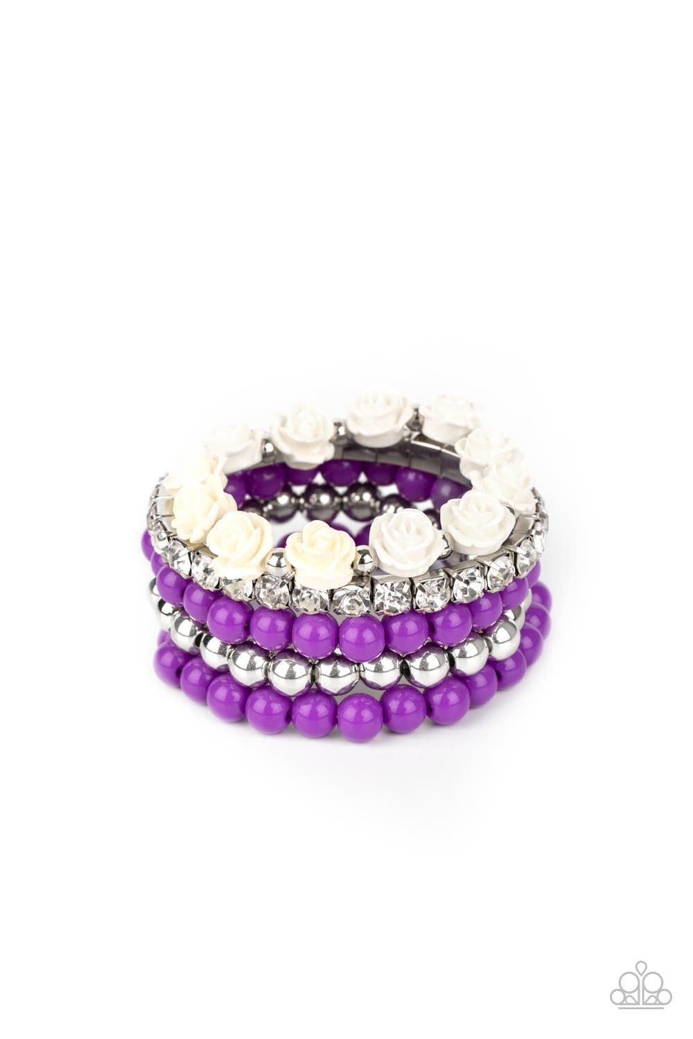 Rose Garden Grandeur - Purple Bead Stretchy Bracelet - Paparazzi Accessories - GlaMarous Titi Jewels