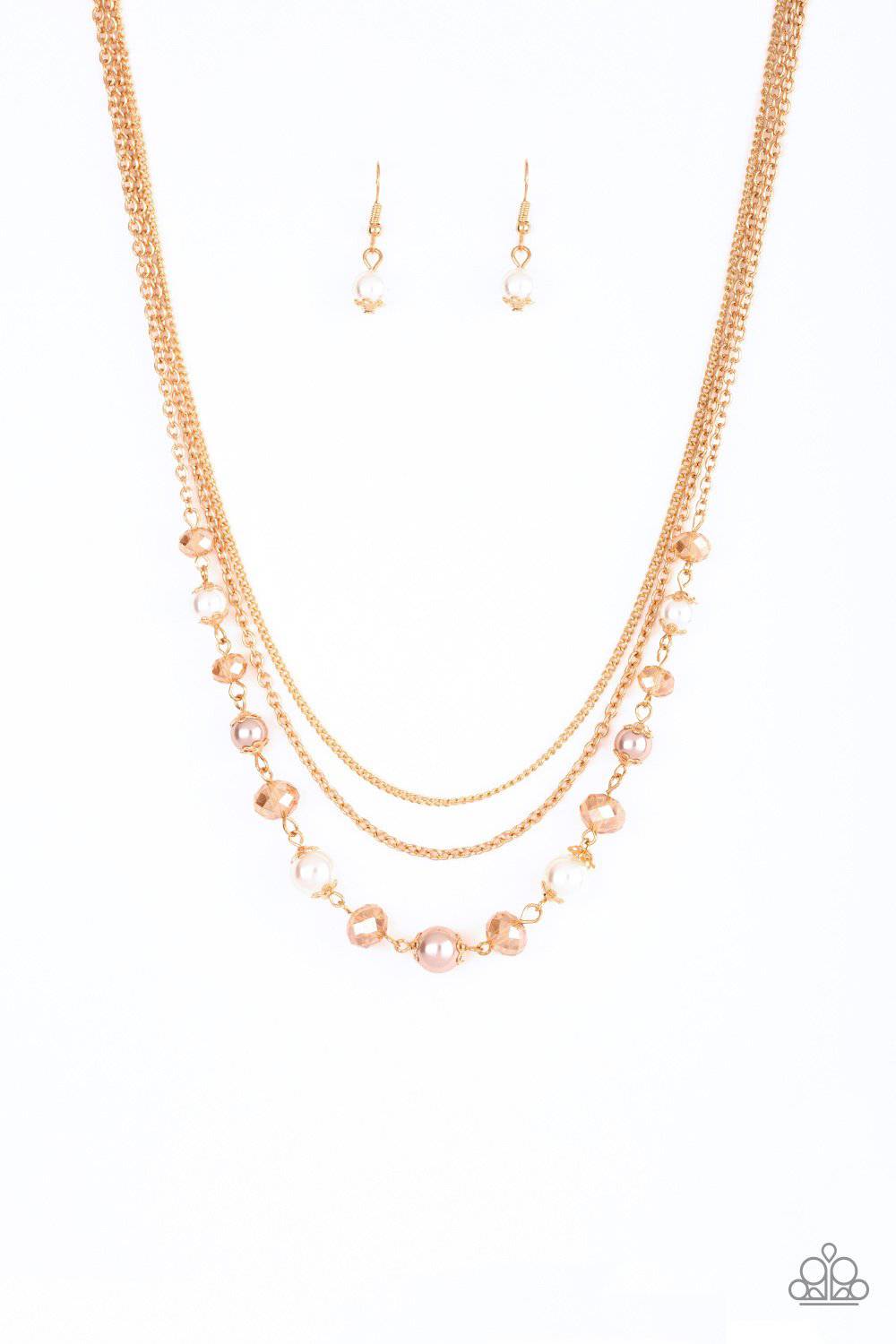 Tour de Demure - Gold and Pearly Necklace - Paparazzi Accessories - GlaMarous Titi Jewels