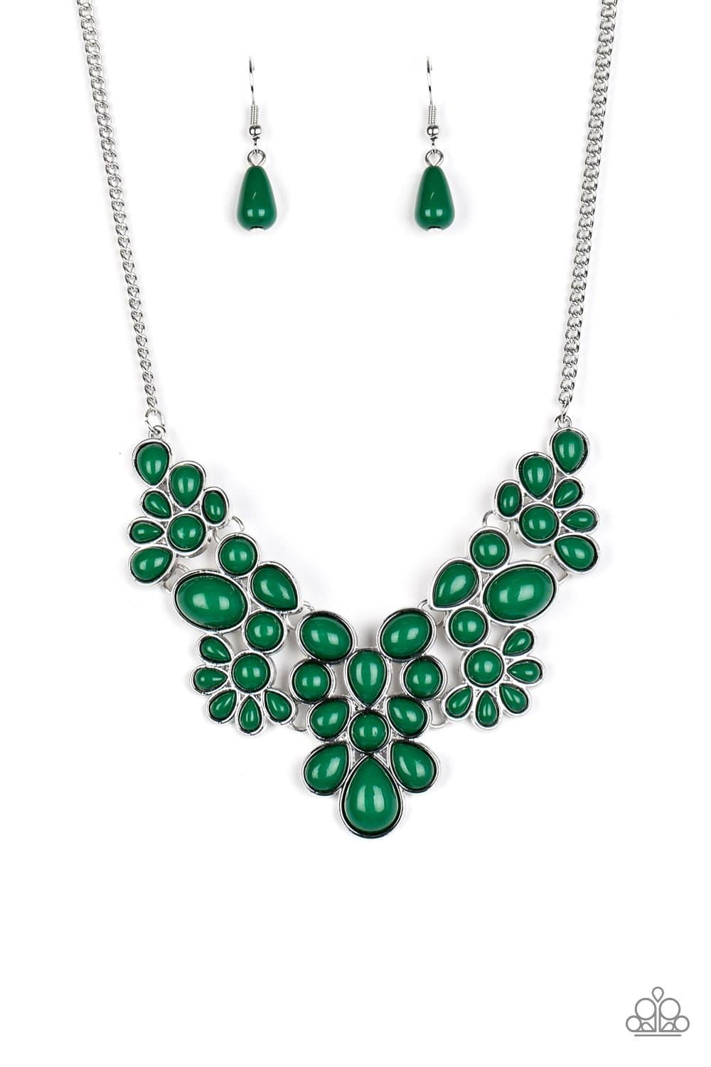 Bohemian Banquet - Green Teardrop Necklace - Paparazzi Accessories - GlaMarous Titi Jewels